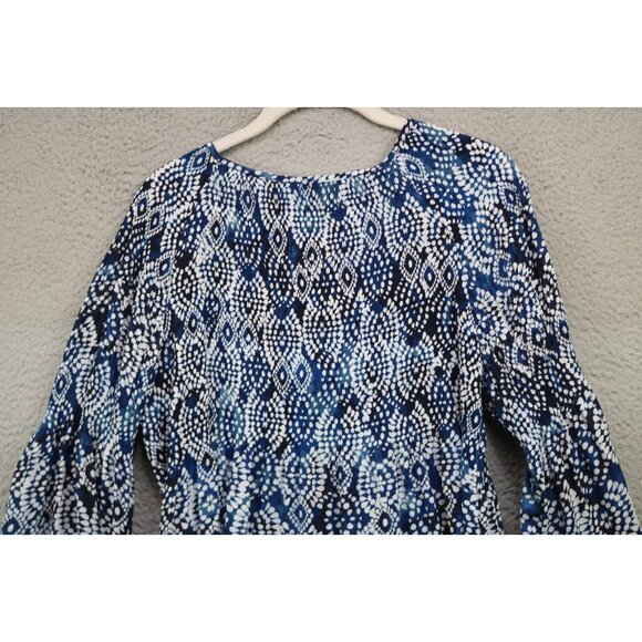 Spense 3/4 Bell Sleeve Stretchy Smocked Tunic-Size Large-BOHO - Picture 9 of 10